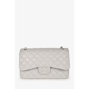 Pre-Loved Chanel™ 2019/20 Grey Lambskin Leather Jumbo Double Flap